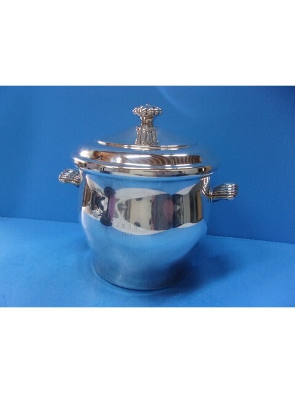 Vintage Ice Bucket w/ Glass Liner Lachman Co. Trophy Paul Revere Style Engraved